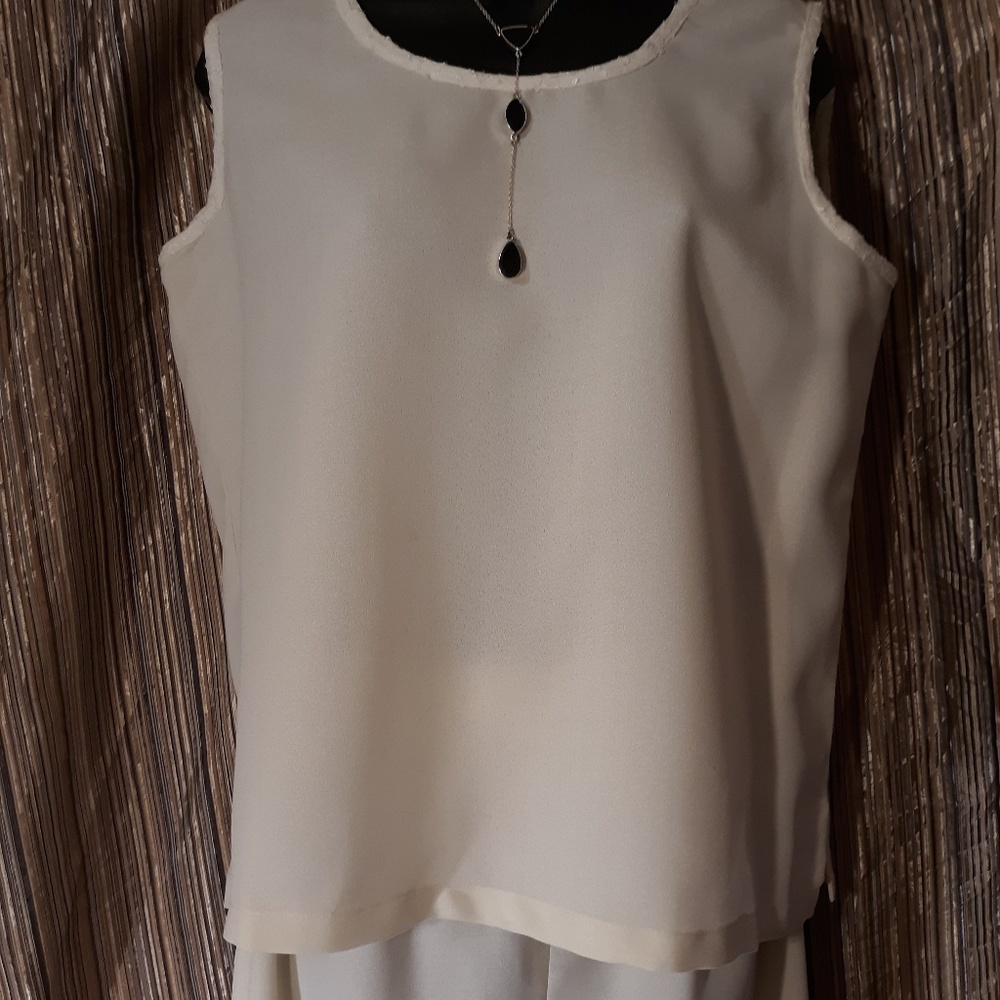 3 piece women's cream color dress pants suit